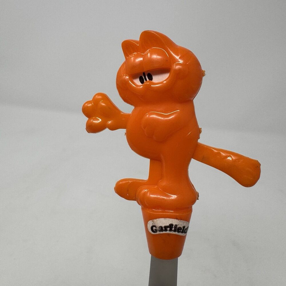 Vintage Garfield 1978-1981 Plastic Pencil Topper Moving Parts Comics Cartoon Cat